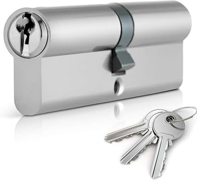 Chrome 35/35 Euro Cylinder Lock (70mm), Euro Door Barrel Lock with 3 Keys, Anti-Bump, Anti-Drill and Anti-Pick Door Lock with Key to Ensure High Security for Wooden, UPVC and Composite Doors