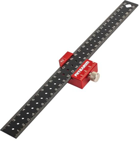 yotutun Streichmaß, 300mm Anschlaglineal Anreisswerkzeug Kombinationswinkel Zimmermannswinkel zum Markieren von 45° und 90° mit INOX Lineal für Holzbearbeitung, Heimwerken, Handwerk