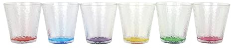 Lentz 6 teiliges Gläserset farbig Color, Retro Design – Trinkgläser Wassergläser 310 ml
