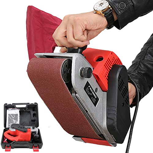 STMKB Handbandschleifer, 4 Zoll 1380 W Hochleistungs-Flächenschleifer Mit Koffer, Staubbeutel Und Schleifpapier, Staubabsaugfunktion Zur Vermeidung Von Staubbelastung