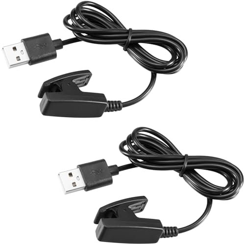 Charging Clip intended for Garmin Approach S20/G10 GPS Golf Watch/Vivomove HR/Lily/Forerunner 230 235 630 30 35 35J 645 735xt Watch USB Data Sync Charge Cradle Dock Charger Cable (Black & Black)