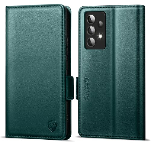 CASBST Handyhülle für Samsung Galaxy A52/A52s 4G/5G Hülle Premium Leder Schutzhülle Klappbar mit Kartenfach Ständer Magnet Handytasche mit RFID Flip Case Cover Klapphülle für Samsung A52/A52s Blaugrün