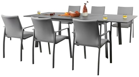 IDIMEX Gartenstühle Verano 6er Set 57x89x62 cm anthrazit/hellgrau, Aluminium und Textilene, stapelbar, strapazierfähig, Outdoor-Möbel, Balkonmöbel, Terrassenmöbel