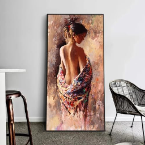 dsdsgog Abstrakte nackte Frau, Ölgemälde auf Leinwand, sexy Schönheit, Poster und Drucke, Leinwand-Wandkunst, Bilder für Wohnzimmerdekoration, 50 x 100 cm (20 x 39 Zoll), Innenrahmen