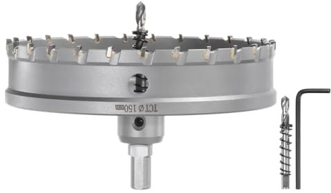 sourcing map Scie-cloche à métal TCT en carbure de tungstène avec foret central supplémentaire, 150 mm de diamètre