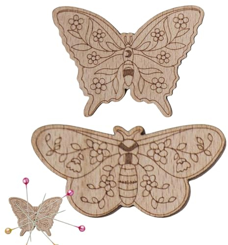 Minder de Aguja de Mariposa, Minder de Aguja de Coser,2 guardaagujas de Coser - Soporte para Agujas de Madera de Haya, Delicado Soporte para Agujas de Coser para Pinza para el Pelo