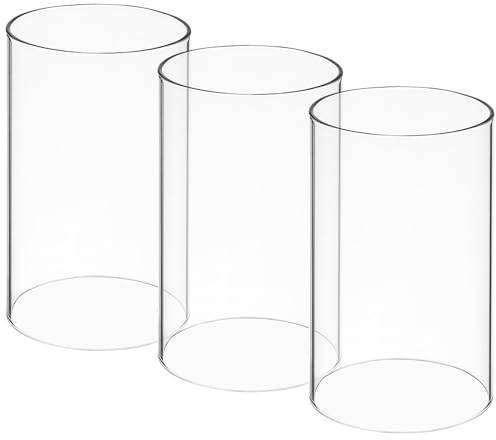 3 Pièces Abat-Jour en Verre Transparent Cylindrique Résistant Au Vent pour Bougies - Décoration Élégante pour Intérieur Et Extérieur