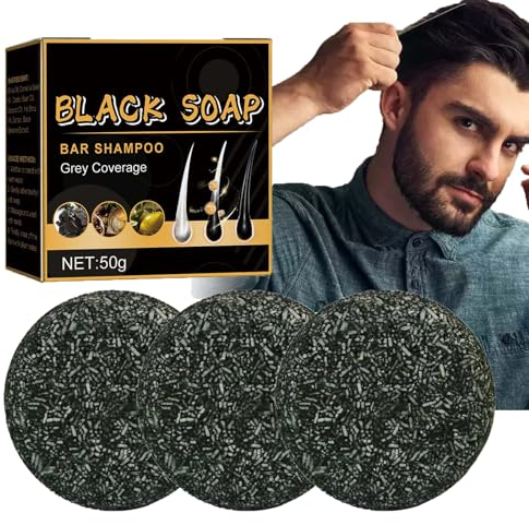Anti Gray Bar, Grau Glanz Seife, 2024 Neu Spartan Grey Hair Reverse Bar, Haarseife gegen Graue Haare, Schwarze Seife gegen Graue Haare, Schwarze Seife für Reinigt das Haar Gründlich (3PC)
