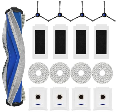 Waremax Accessoires pour ECOVACS DEEBOT T30 Omni Robot Aspirateur, Pièce de Rechange avec 1 Brosse Principale, 4 Filtres HEPA, 4 Serpillère, 4 Sac à Poussière, 4 Brosses Latérales