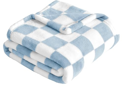 Yurhap Checkered Baby Blanket Fleece Baby Blankets for Boys, Ultra Soft Cozy Fluffy Infant Toddler Newborn Receiving Blankets for Crib Stroller, 30''x40'', Blue