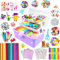 3000 Bastelset Kinder Basteln Bastelkoffer mit Pfeifenreiniger Bastelsets für Kinder im Alter von 4-6, 6-8, 8-12 DIY Schulbedarf Material Bastelbox Set Spielzeug Geschenke für Mädchen Jungen, Lila