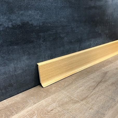 Sockelleiste Kunststoff 12.8 x 60 x 2500 mm PVC Hartschaum Grau zum Kleben, Clipsen, Schrauben & Nageln Fußleiste Durchgefärbte Weichlippe by PROVISTON 62.5 Meter | 25 Stück
