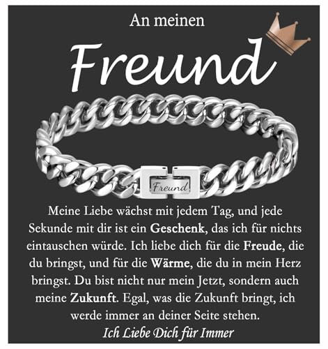 FAOMZQ Armband für Meinen Freund, Kubanische Armband mit Gravur Geschenk für Meinen Mann, An Meinen Freund Geschenke von Freundin zum Valentinstag Jahrestag Geburtstag Weihnachten