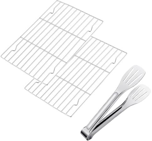 Cooling Racks for Baking, 2Pcs Cooling Rack + 1Pcs Food Clip, Stainless Steel High Temperature Resistance Wire Rack, Cooking and Drying for Cake/Pizza/Meat, Fit Baking Tray&Toaster Oven