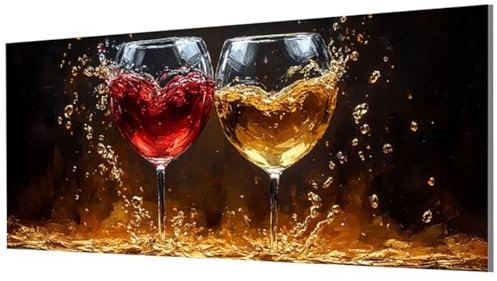 Weinglas Malen Nach Zahlen Erwachsene Groß XXL 80x160cm, Malen Nach Zahlen Weinglas DIY Farbe Acrylfarbe ölgemälde Set mit Pinseln für Zimmer Deko Wand Aesthetic, Geschenke für Frauen, Model-0820