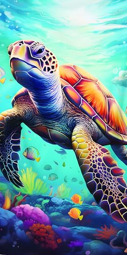 FEBE Strandtuch XXL 100x180 cm Sumpfschildkröte Badetuch Groß 100% Mikrofaser Handtuch Stranddecke Sommer-Handtücher