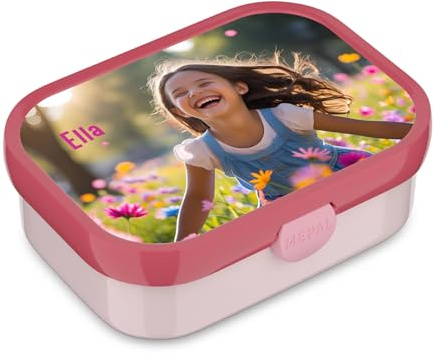 Mepal Campus Lunchbox - 750ml - 17,8 x 13,2 x 6,1cm - Lunchbox mit Fächern, auslaufsicher, robust, BPA-frei - Brotdose mit Foto personalisierbar - ideal für Schule, Kindergarten (Cool pink)