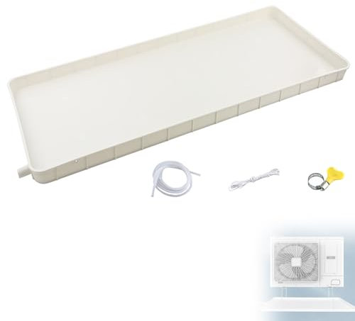 Bandeja de Drenaje de Aire Acondicionado con Orificio de Drenaje y Manguera, Ideal para Sistemas de Bomba de Calor de Aire Acondicionado Split Interiores/Exteriores(81.5x32cm/32x13in)