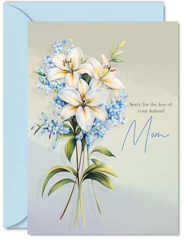 Trauerkarte Verlust der Mutter – Floral Deepest Sympathy Flowers – Trauerkarten für Erwachsene, 12,7 x 17,8 cm Beileidsgrußkarten