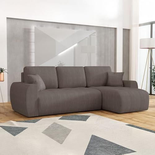 Imebel Ecksofa mit Schlaffunktion 250x142x87 cm - Schlafsofa Ecksofa im Modernen Stil für 4 Personen - Bequeme Schlafcouch L-Form - Sofa mit Bettkasten - Eckcouch mit Bettfunktion