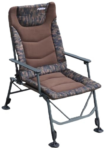 AGEM Campingstuhl Faltbar Carp Angelstuhl Karpfenstuhl Stuhl Fischerstuhl Klappbar 130kg (Grau)