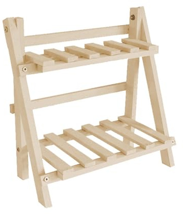 Estante De Planta Interior - 35*35*17 Cm De Escalera De La Escalera | Pastel De 2 Niveles De Plantas | Soporte De Flores De Madera | Soporte De Maceta De Flores Interiores | Patio Stand De Madera Rúst