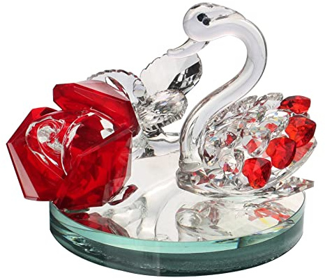 YWXXKL Kristallkristall-Schwan-Rosen-Blumenfigur, Auto-Duft-Diffusor, Parfüm-Flasche, Andenken, Heim- und Bürodekoration, Sammlerstück für Damen, Geschenk, Ornament