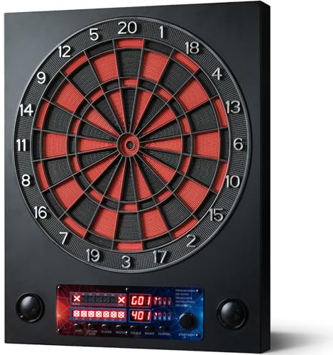 Hanbramo Electronic Dart Boards for Adults, Electric Dart Board with 6 Soft Tip Darts, Electronic Digital Dartboard Automatic Scoring with Voice, LCD Screen, 25 Games & 290 Variations for 1-8 Players