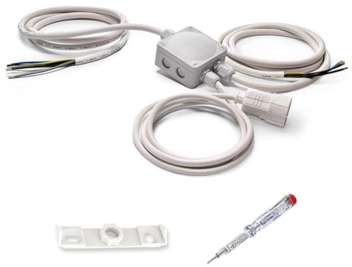 Küchenanschlussbox-Set, Splitter-Box mit 10m Kabel - Küchenanschlussverteiler 3-fach zum Anschluss von Kochfeld/Herd & Backofen inkl. Phasenprüfer & Befestigung | IP20 Stromverteiler (C-E-E)