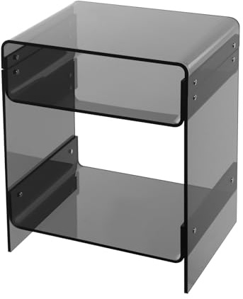 Gdetnysty Multifunktionaler Nachttisch Acryl-Nachttisch 40X30X50Cm Mit 2 Ablagen Multifunktionaler Beistelltisch In Hochglanz Moderner Kleiner Sofatisch Belastbar Bis 20 Kg FüR Schlafzimmer (Schwarz)