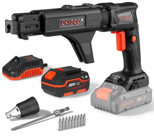 Atornillador Pladur Inalámbrico DSD-201BCA - Atornillador Eléctrico a Batería 20V, Motor Brushless, 0-4400 RPM, HEX 1/4, Alimentador Automático, LED, 8/11 N·m - Bateria 4Ah y Cargador - Por Dnipro-M
