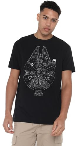 Star Wars Men's Millenium Lines Regular Fit Crew Neck Short Sleeve T - Shirt, Black, XX-Large
