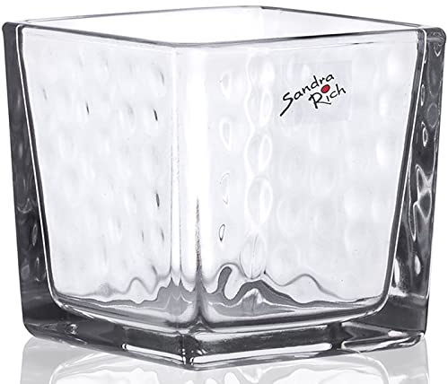 Sandra Rich Teelichthalter, Windlicht Cube Rocky DOTS H. 6cm 6x6cm Glas