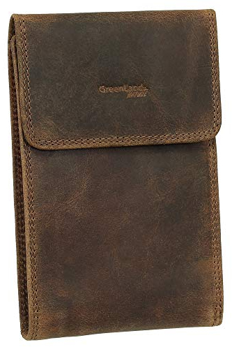 Geschenkset - Greenland Nature Brustbeutel Gürteltasche Umhängetasche Handgelenktasche Reiseorganizer Leder 12,5cm Farbe Montana