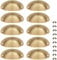 Yetaha 10pcs Cabinet Cup Pull Handle, Drawer Shell Pull Handles, Vintage Antique Kitchen Cupboard Pulls Furniture Knob with Screws Suitable for Handware Drawer Dresser Door, 65mm Hole Centre, Brass