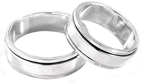 Windalf Drehring ASARI 7 mm Partner Ring 925 Sterlingsilber (Silber, 58 (18.5))