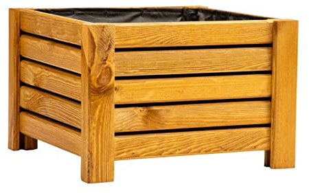 Fioriera in legno - Quadrato - marrone chiaro - 38 x 38 x 25 cm - Fioriera in 4 colori e 2 misure