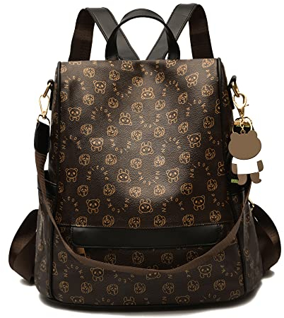 shepretty Damen Rucksack Anti Diebstahl Umhängetasche Bär Schultaschen,0999Schwarz