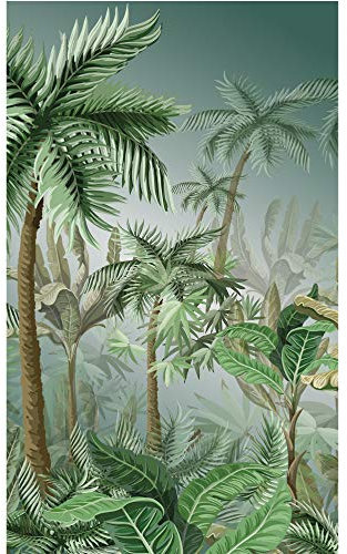 Papier Peint Intissé Jungle avec Palmier et Plantes, Décor Panoramique pour Murs et Plafonds, 150 cm X 250 cm, 150 cm X 250 cm