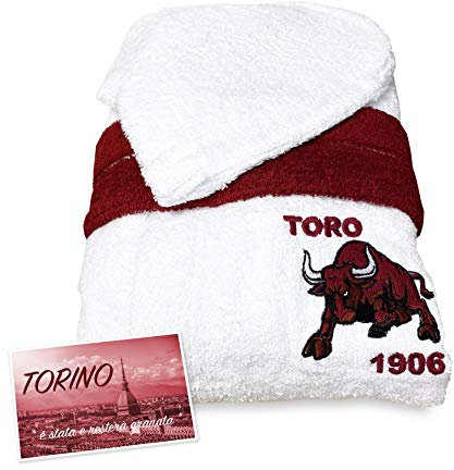 Tex family Accappatoio Toro Torino Calcio Adulto in Spugna di Puro Cotone - XL