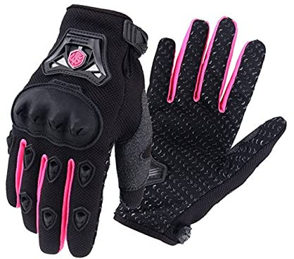 YGLONG Gant Moto Gants de Moto Femme Ganton Femme Été Vélo électrique Moto Moto Knuckle Gant Vélo Vélo Vélo Mitat Gants Moto (Color : Black Pink, Size : M)