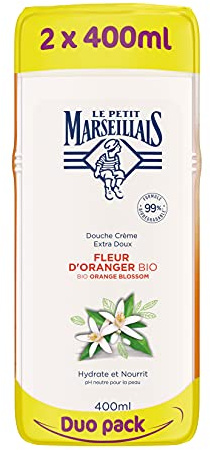Le Petit Marseillais Duschcreme Bio Orangenblüten (2x400ml), pH-hautneutrale Pflegedusche & sanfte Aromadusche mit besonders angenehmen Duft, spendet Feuchtigkeit und erfrischt
