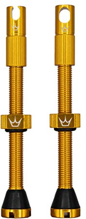 Peaty's X Chris King MK2 Tubeless Ventil Presta - Integrierter Speichenschlüssel & Ventilkernentfernungskappen, Mountainbike, Rennrad Fahrrad Reifen, Kompatibel einfügen, 7075 Aluminium - 60mm Gold