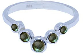 Echter Edelstein-Labradorit-Ring in runder Form, facettierter grauer Labradorit, massiver Silberring – toller Schmuck, gut verkaufte Artikel, Geschenk für handgefertigten Anfangsring