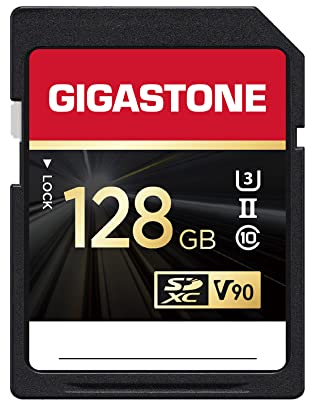 GIGASTONE 128GB UHS-II SD-Karte V90 U3 SDXC Speicherkarte, mit bis zu 300 MB/Sek. für DSLR Digitalkameras Canon Sony Olympus Pentax, 8K und 4K UHD Videoaufnahmen