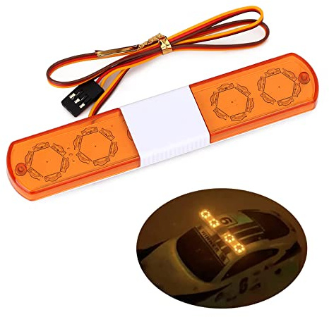 RC Auto Alarmlicht,KINGCOO LED Rotierende Blitzlampe Polizei Beleuchtung für 1/10 1/8 1/12 1/14 RC Modellauto Car Engineering Truck für HSP TRX4 Tamiya Axial SCX10 (115mm-Gelb)