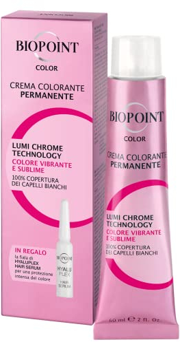 Biopoint Color - Crema Colorante Permanente con Fiala Hyaluplex Serum, Tinta per Capelli con Acido Ialuronico, Nutre, Idrata e Dona un Colore Brillante e Intenso, 60 ml