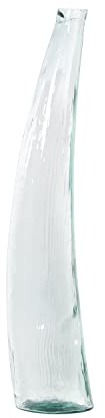 DRW Jarrón de Suelo Curvado de Cristal Transparente 20x20x100cm
