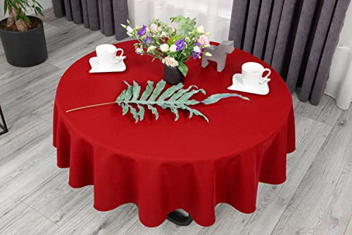 NIBLO Tischdecke Tischläufer Tischtuch Tischwäsche Tischdekoration Tafeltuch (Rot, Rund Tischdecke - Ø 120 cm)