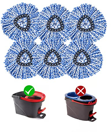 Matthew Cleaning 6Pack Blue Microfiber Spin Mop Replacement Head Compatible with EasyWring Spin Mop Replace Head-EasyWring High Absorbency,Machine Washable, Microfiber Spin Mop Refills